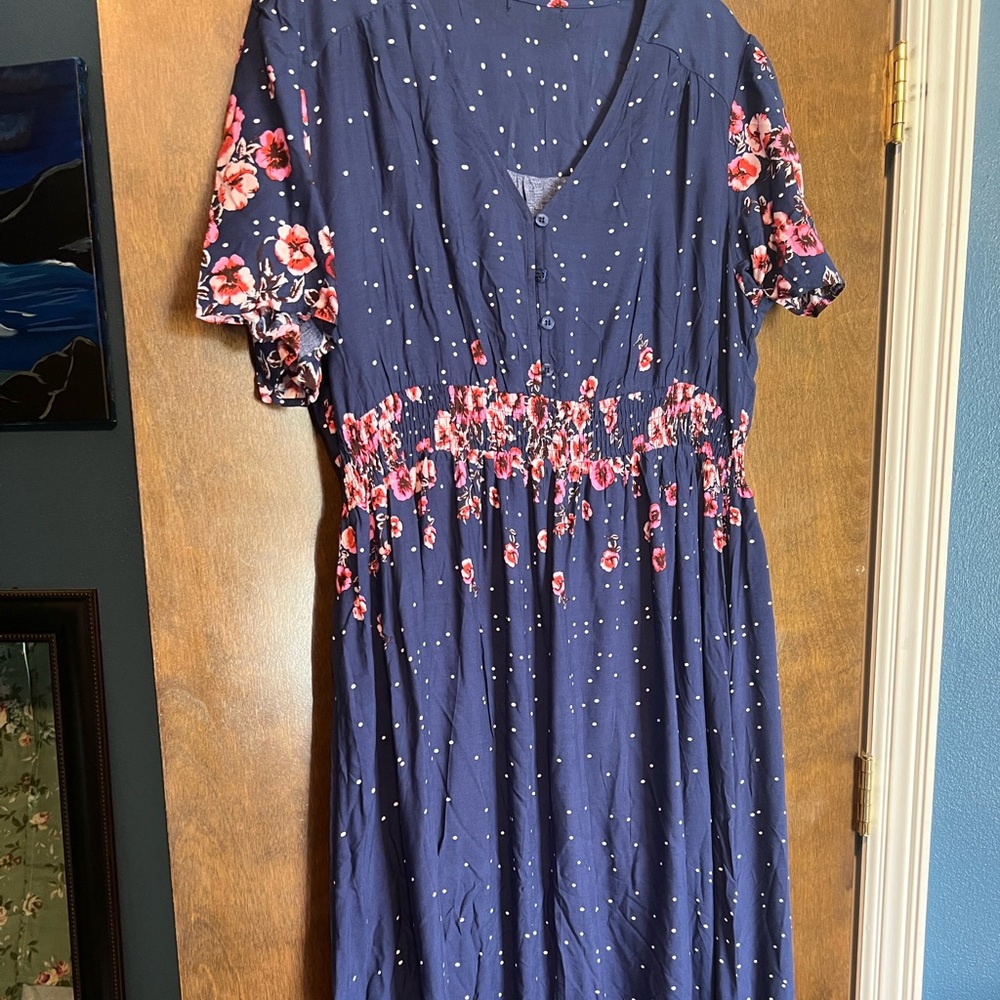 No Brand but NWOT Blue Dress with Floral Accents - Tall!!